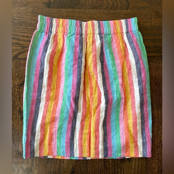 J. Crew NWT Rainbow Stripe Linen Mini Skirt - Picture 5 of 11